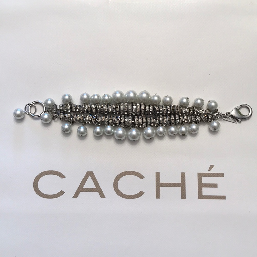 Cache Glass Pearl and Crystal Rondells Bracelet